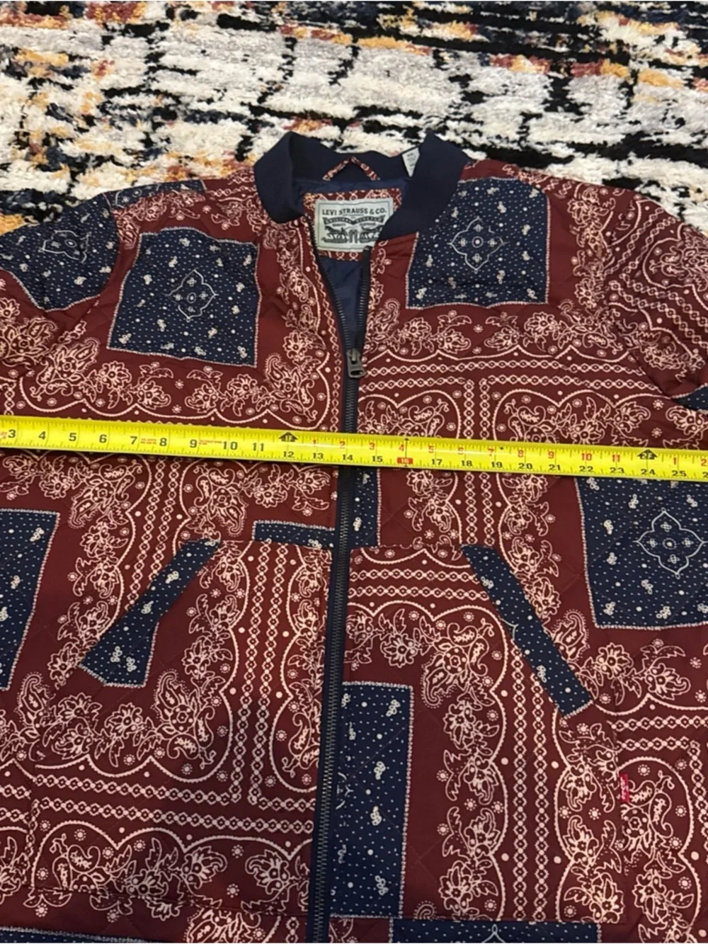 Levi's Red and Navy Bandana-Print‎ Bomber Jacket